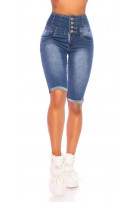 Sexy Highwaist Capri Jeans with buttons Blue
